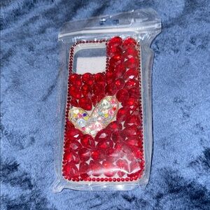 Red Crystal Heart Phone Case